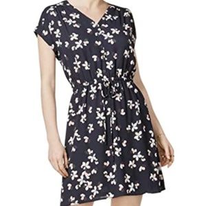 Maison Jules dress drawstring v-neck blue size Medium